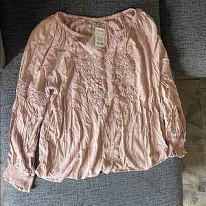 Pink Embroidered Women's Top